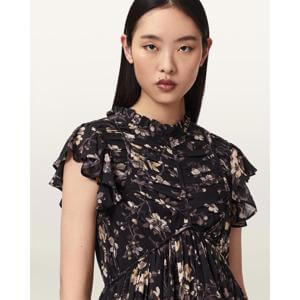 AllSaints Shaela Floral Frill Maxi Dress